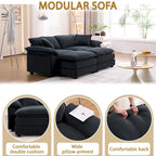 Divano a 2 posti con 2 cuscini, 2 guanciali e 2 pouf, divano confortevole - Divano profondo da soggiorno, divano modulare