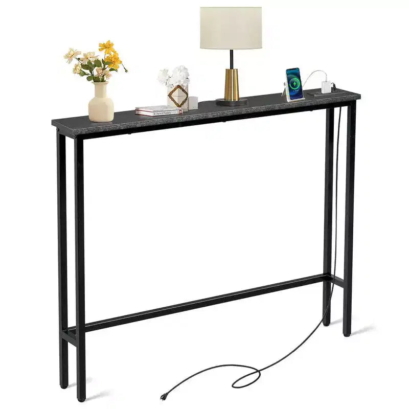 Marrone Ruggine 1pz Tavolo Consolle in Ferro Triamino 100*15*79cm con Prese