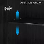 Armadio decorativo con 12 ripiani da 157 cm in vimini nero ad alta venatura del legno