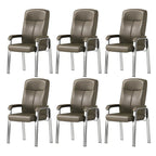Sedia da ufficio HomeyFad moderna in pelle e metallo a 4 gambe con braccioli