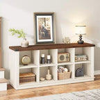 Libreria organizer a 8 cubi, libreria orizzontale rustica, libreria in legno da 62 pollici per ingresso, librerie lunghe e basse per soggiorno