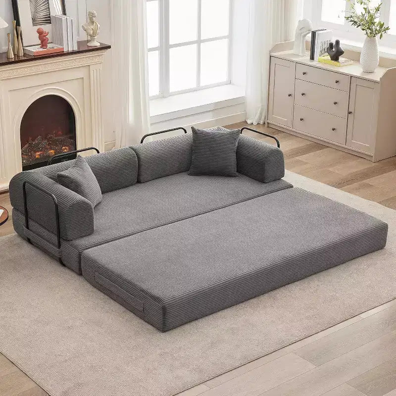 Divano Letto Convertibile 2 in 1, comodo Divano Letto Pieghevole in Corduroy con Seduta Profonda e Braccioli Ampi, Divano Senza Struttura, per Soggiorno, Appartamenti