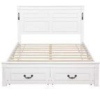 ModernLuxe Letto a Piattaforma Queen/King Size con Testiera Alta, Struttura Letto Rustica in Legno con 2 Cassetti, Luci LED e Porte USB