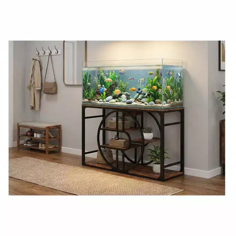 Mobile per Acquario in Metallo da 208-284 Litri, Supporto per Acquario Resistente con Armadietto, Mobile per Acquario a Più Livelli con Gambe Rinforzate, Adatto