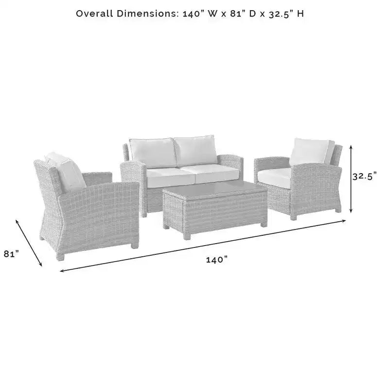 Set da conversazione da esterno a 4 pezzi in vimini Bradenton - Crosley