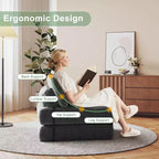 Divano Letto Futon Pieghevole in Velluto a Coste, Sedia Convertibile da Terra con Cuscino e Supporto per la Schiena