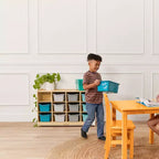 Meuble de rangement à roulettes Cubby avec 15 bacs à ouverture frontale, 3x4, Meuble pour enfants