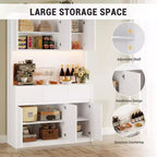 Mobile dispensa da cucina da 71 pollici, mobile credenza con luci a LED e prese di corrente, mobile buffet con supporto per microonde, ripiani regolabili