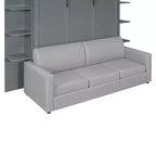 Letto a scomparsa Whisen Modern Design con struttura in legno, Queen Size, con divano e mensole