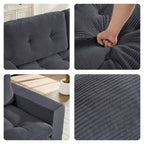 Mjkone Divano Letto Futon Convertibile 2-in-1 da 180 cm, in Tessuto a Coste, Pieghevole con Bottoni Trapuntati, Salvaspazio
