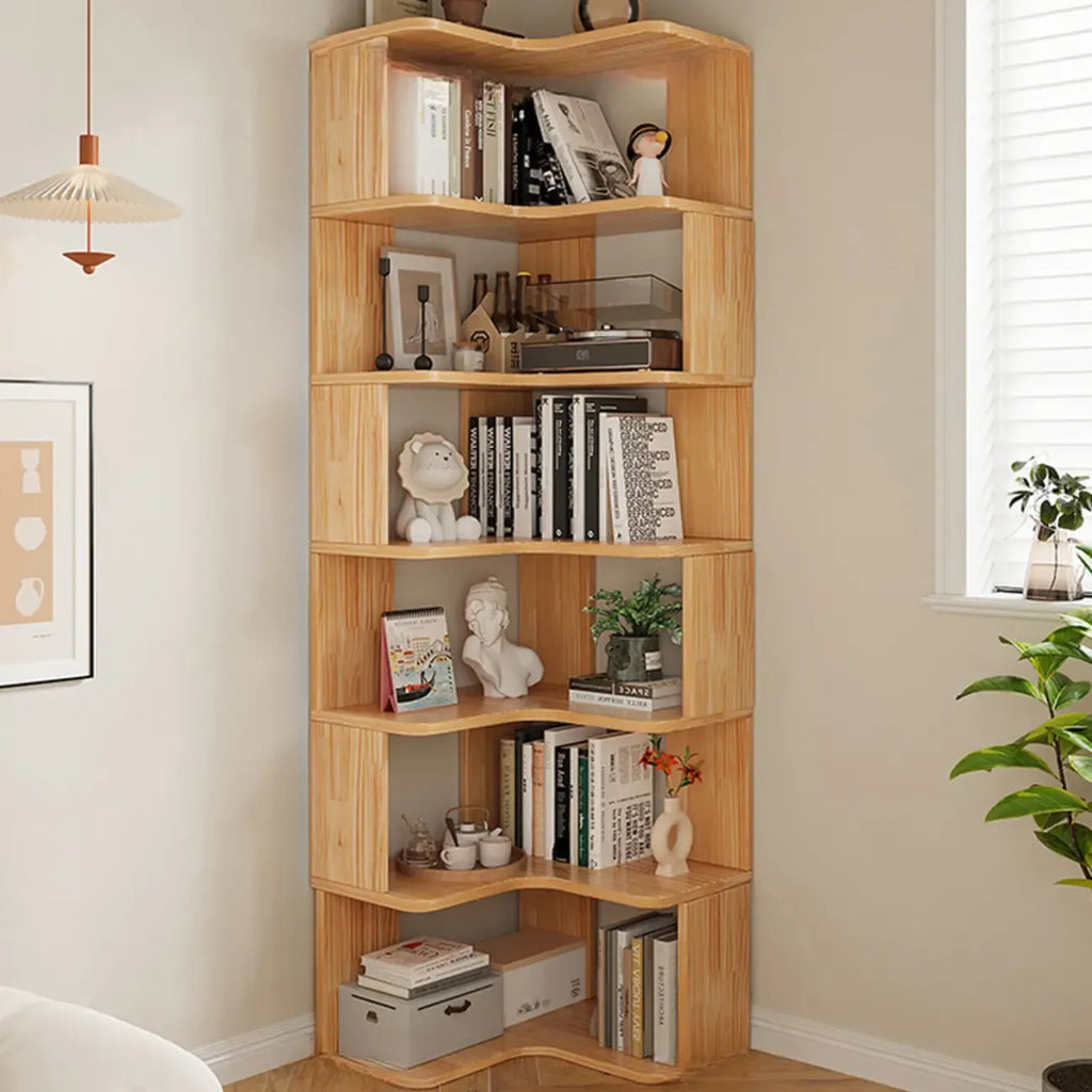 Libreria a giorno verticale a L in legno finitura naturale