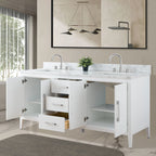 Mobile lavabo doppio Vanity Art 72 per bagno, con top in marmo tecnico