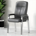 Sedia da ufficio HomeyFad moderna in pelle e metallo a 4 gambe con braccioli