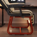 Sedia direzionale ergonomica in pelle gialla con schienale alto