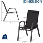 Sedie da patio, Set di 4/6 sedie da pranzo impilabili per esterni in textilene leggero per tutte le stagioni con braccioli per cortile, bordo piscina