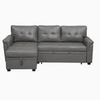 Divano componibile convertibile reversibile con letto estraibile, chaise longue con contenitore nascosto e gambe durevoli