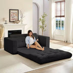 Mjkone Divano Letto Futon Convertibile 2-in-1 da 180 cm, in Tessuto a Coste, Pieghevole con Bottoni Trapuntati, Salvaspazio