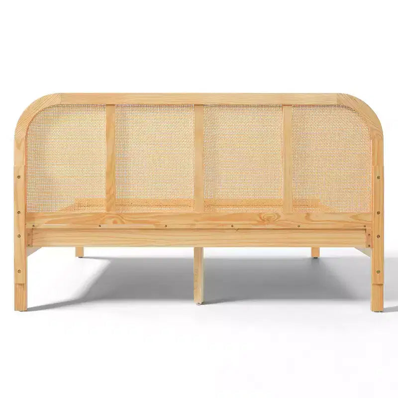 Christopher Knight Home Callahan Letto a piattaforma moderno boho in legno con testiera in rattan