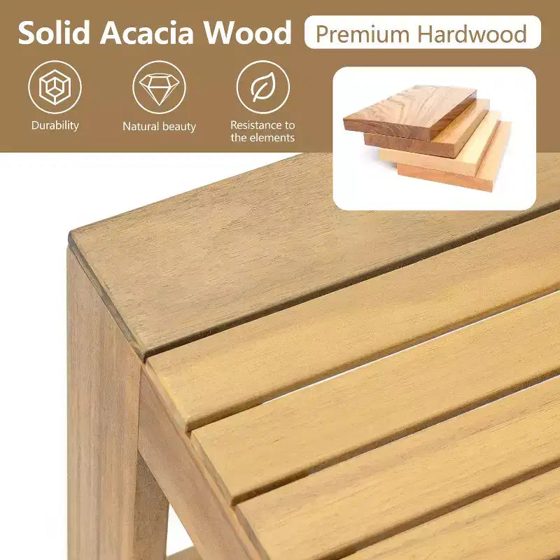 Christopher Knight Home Sunny Modern Set da 5 Pezzi con Sedute in Acacia, Tavolo Rettangolare a Doghe e 7 Posti a Sedere