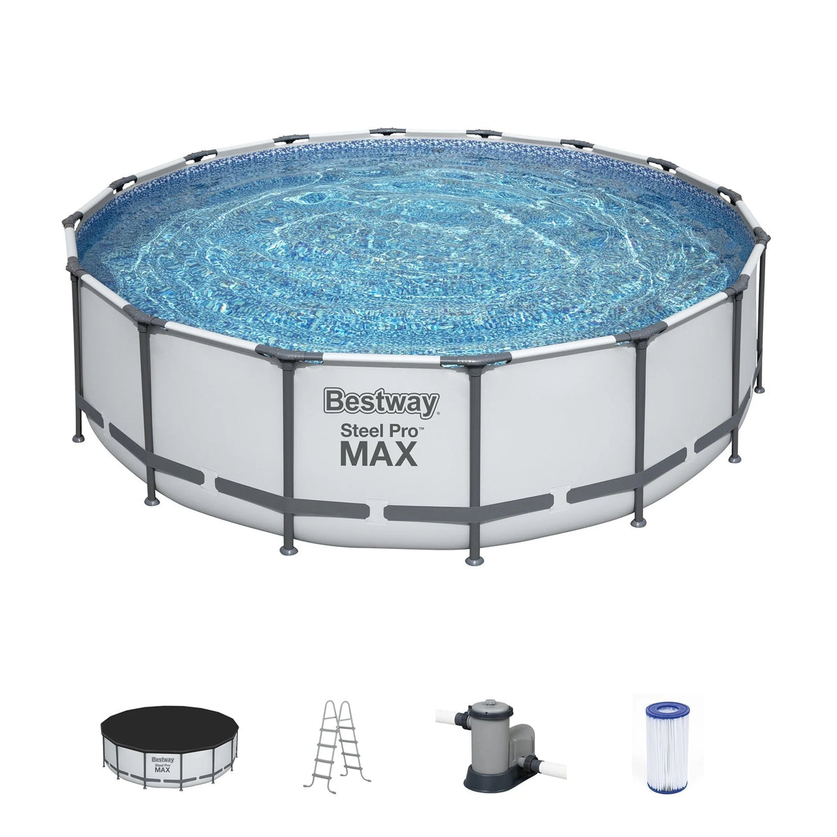 Piscina fuori terra rotonda Bestway Steel Pro MAX con pompa e copertura