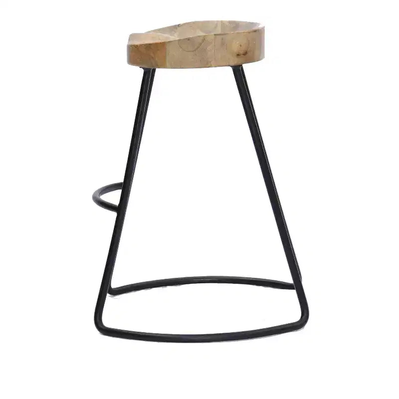 Tabouret de bar à selle en bois marron et noir - The Urban Port