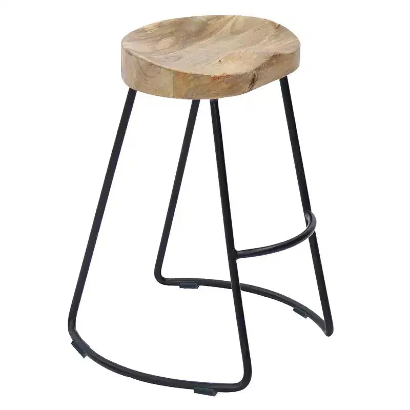 Tabouret de bar à selle en bois marron et noir - The Urban Port