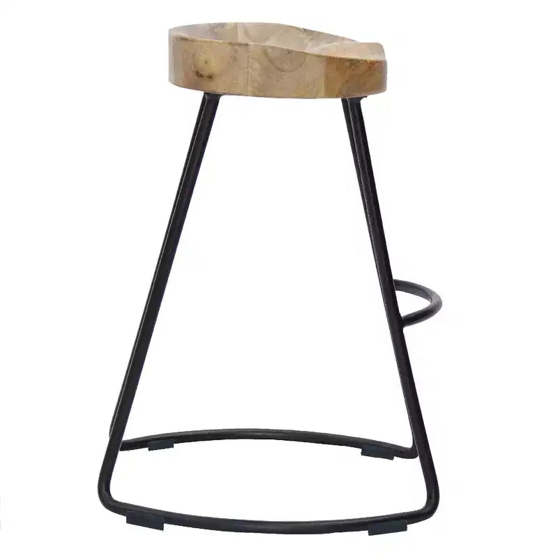 Tabouret de bar à selle en bois marron et noir - The Urban Port