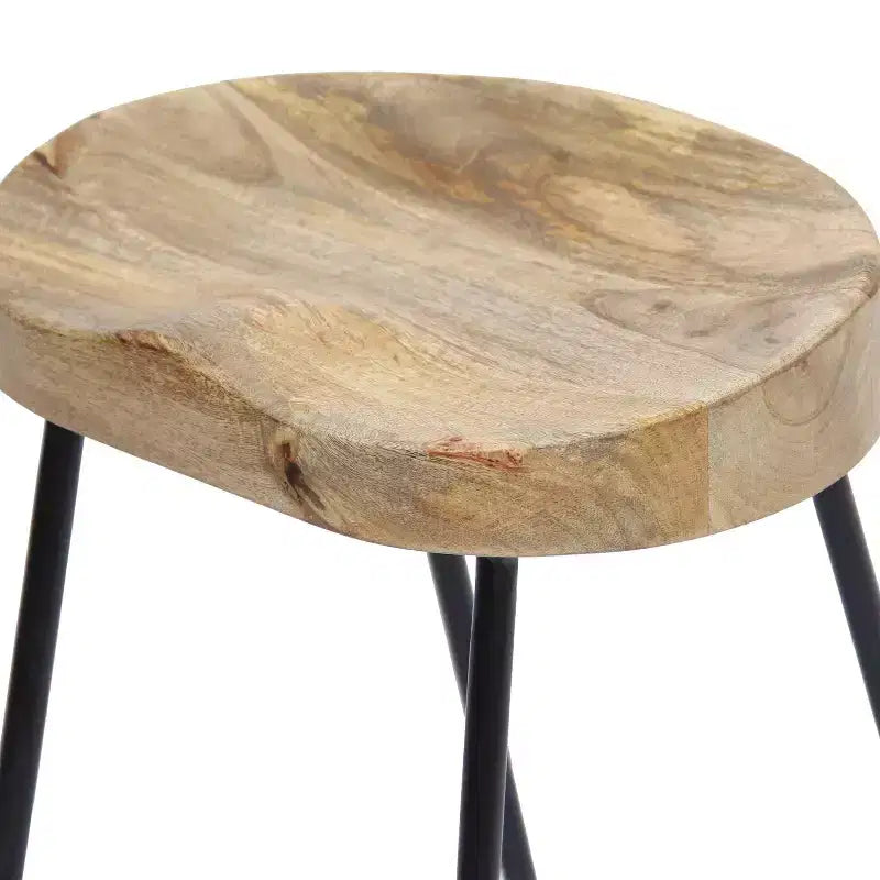 Tabouret de bar à selle en bois marron et noir - The Urban Port