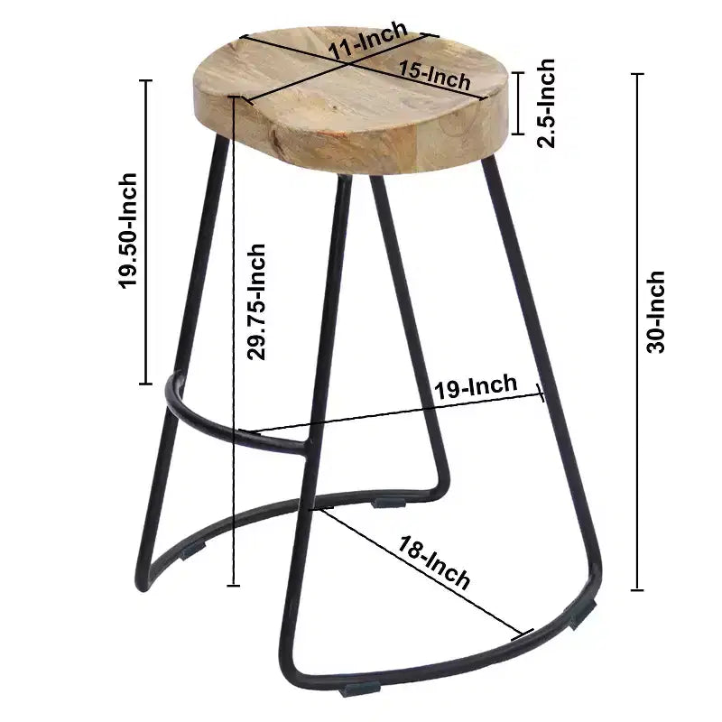 Tabouret de bar à selle en bois marron et noir - The Urban Port