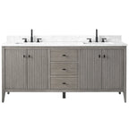Mobile lavabo doppio Vanity Art 72 per bagno, con top in marmo tecnico