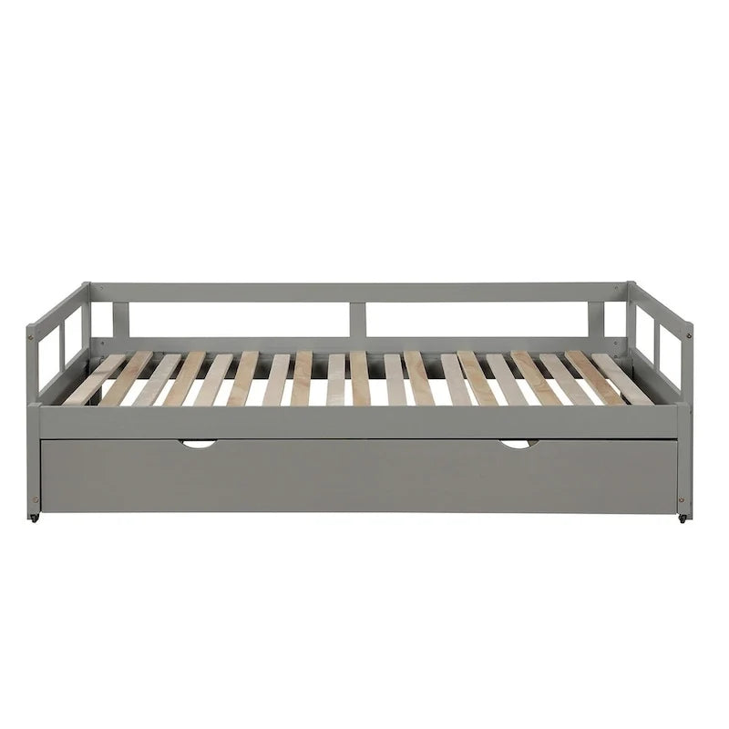 Letto a giorno estensibile con letto estraibile, Letto a giorno in legno con letto estraibile