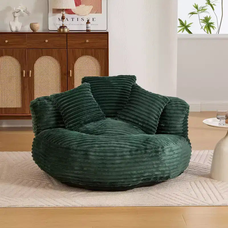 Pouf Divano per Adulti e Bambini, Poltrona Sacco Oversize in Corduroy con 3 Cuscini e Braccioli per Soggiorno e Camera da Letto