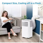 Condizionatore Portatile da 10000 BTU, Climatizzatore Domestico con Telecomando per Stanze fino a 42 m², Funzioni 3-in-1/Timer 24 Ore/Rotelle