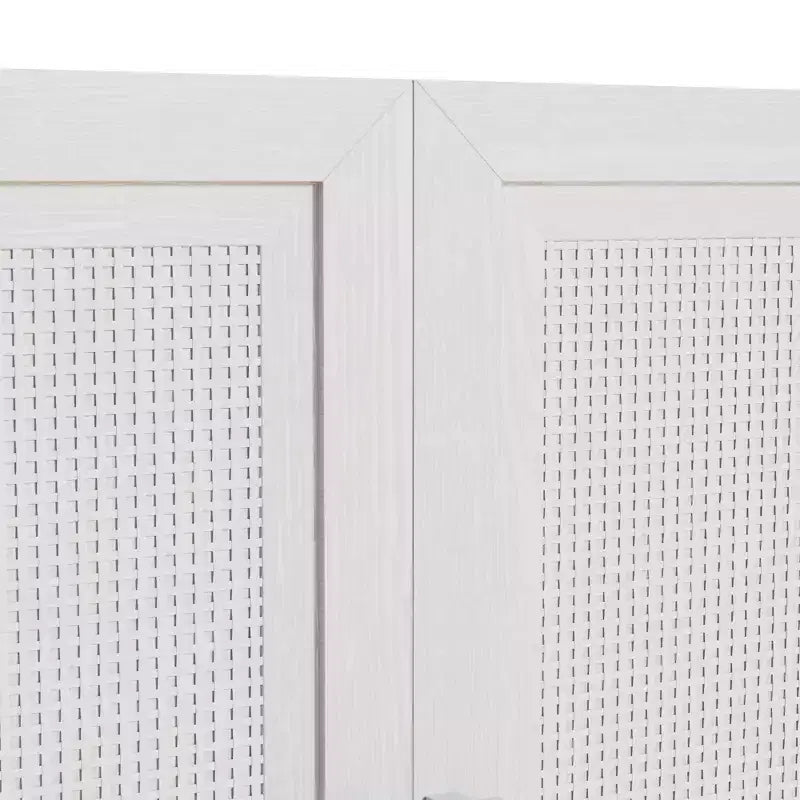 Credenza con ante in rattan a 3 scomparti, armadietto contenitore con ripiani regolabili - 93Lx31H