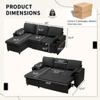 Divano letto a L da 80", Divano letto a scomparsa, Divano letto convertibile con penisola reversibile