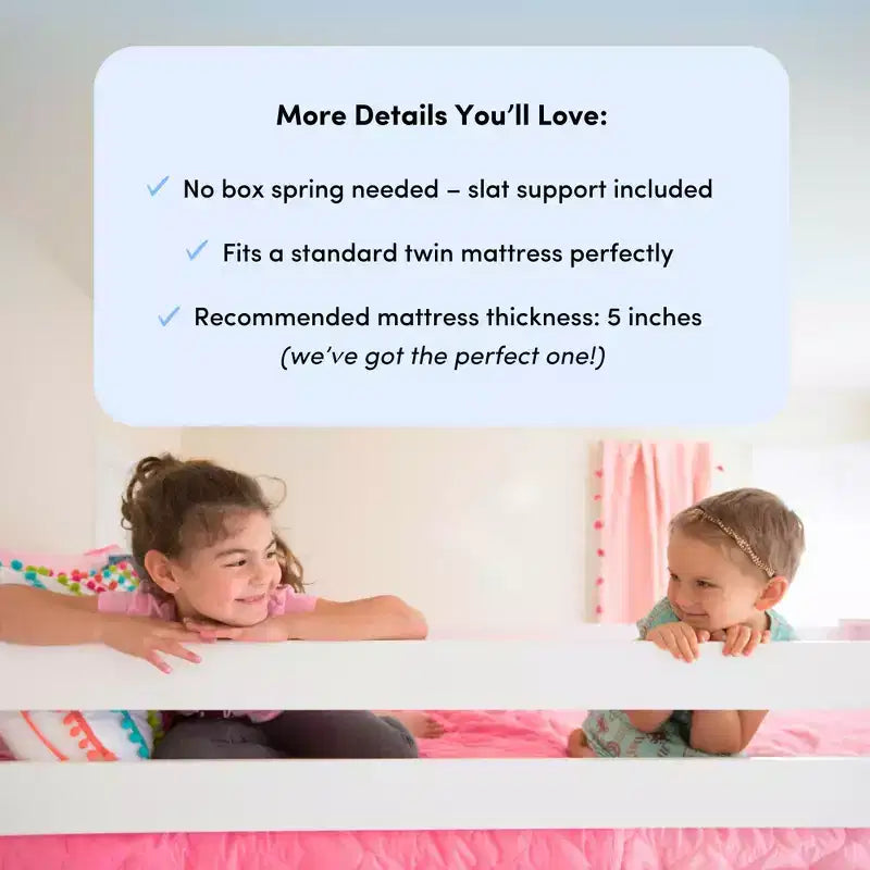 Letto a Castello in Legno Massello Max & Lily, una Piazza e Mezza con Letto Estraibile Contenitore e Scaletta per Bambini