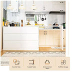 Credenza da buffet intelligente girevole/allungabile con 6 cassetti, piano d'appoggio esteso, tappetino antiscivolo, tavolo da pranzo girevole, isola per cucina/dispensa