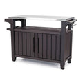Chariot de service de bar à roulettes pour barbecue extérieur avec rangement marron foncé - 35,4 H x 48,7 L x 20,4 P