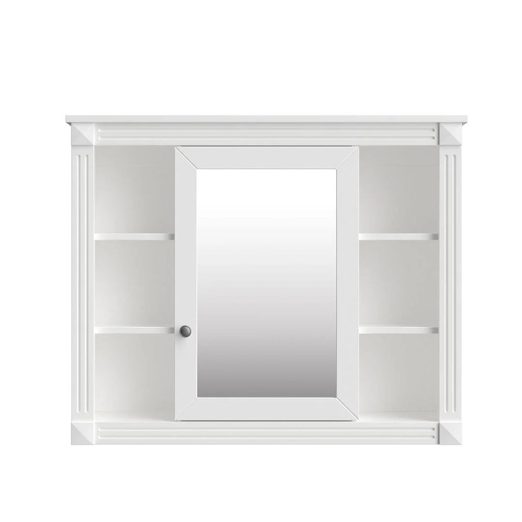 Mobile bagno moderno da 90 cm con lavabo integrato e specchiera, 2 ante e 2 cassetti