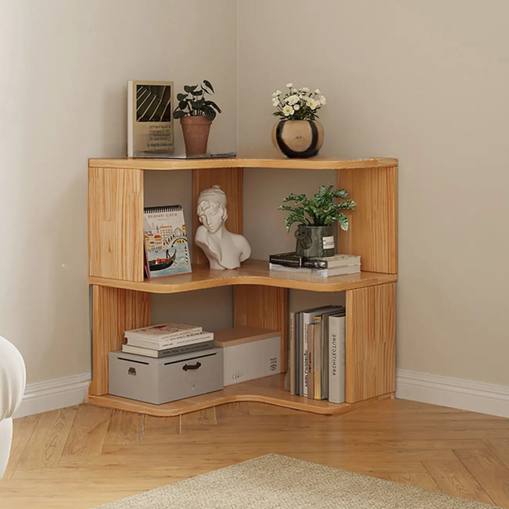 Libreria a giorno verticale a L in legno finitura naturale