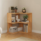 Libreria a giorno verticale a L in legno finitura naturale
