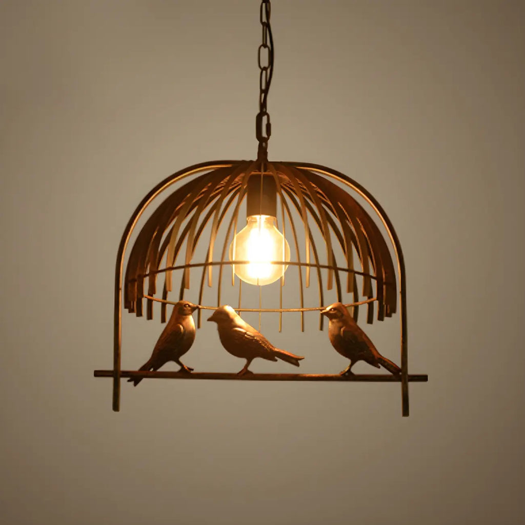 Lampadario da cucina a sospensione industriale in metallo a forma di gabbia per uccelli