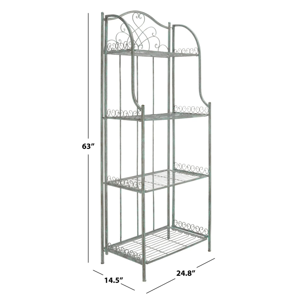 SAFAVIEH Bryn Étagère de boulanger d'extérieur victorienne en fer forgé à 4 niveaux - 63,5 cm l x 38,1 cm P x 160 cm H - 25L x 15P x 63H