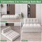 Divano Letto Futon Pieghevole in Velluto a Coste, Sedia Convertibile da Terra con Cuscino e Supporto per la Schiena
