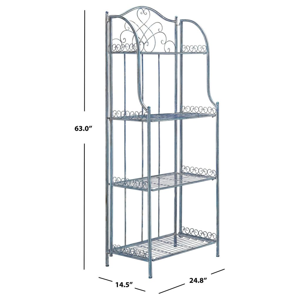SAFAVIEH Bryn Étagère de boulanger d'extérieur victorienne en fer forgé à 4 niveaux - 63,5 cm l x 38,1 cm P x 160 cm H - 25L x 15P x 63H