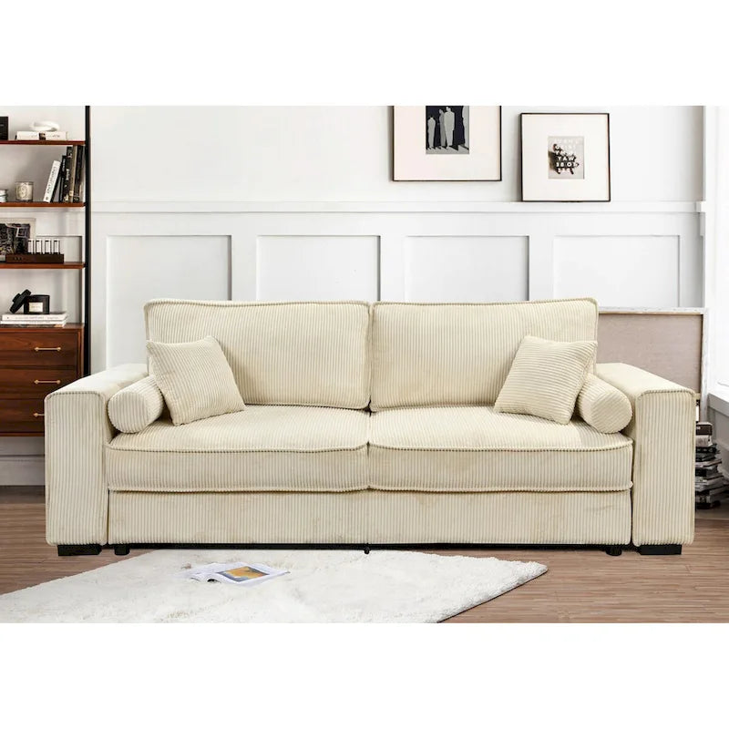 Divano letto grande Roomfitters con contenitore, divano a 3 posti moderno, divano con schienale imbottito per piccoli spazi