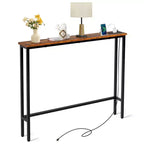 Marrone Ruggine 1pz Tavolo Consolle in Ferro Triamino 100*15*79cm con Prese