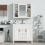 Mobile bagno moderno da 90 cm con lavabo integrato e specchiera, 2 ante e 2 cassetti