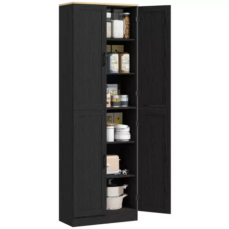 HOMCOM Dispensa da Cucina Autoportante da 170 cm, Armadietto Contenitore a 4 Ante con Ripiani Regolabili e Porte
