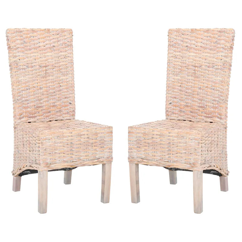 Set di 2 sedie da pranzo in vimini naturale 19L x 22P x 41A, stile Boho Coastal